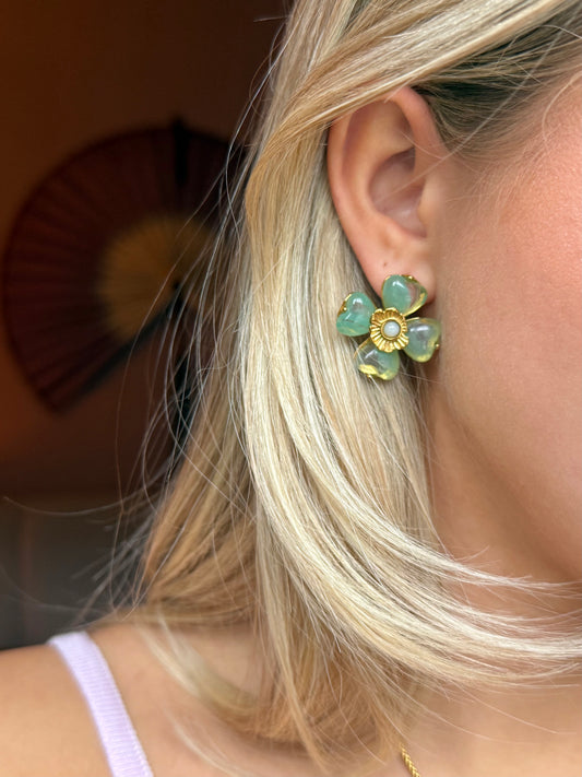 Lucky Clover Earrings Green