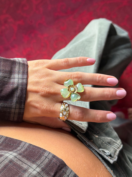 Lucky Clover Ring Green